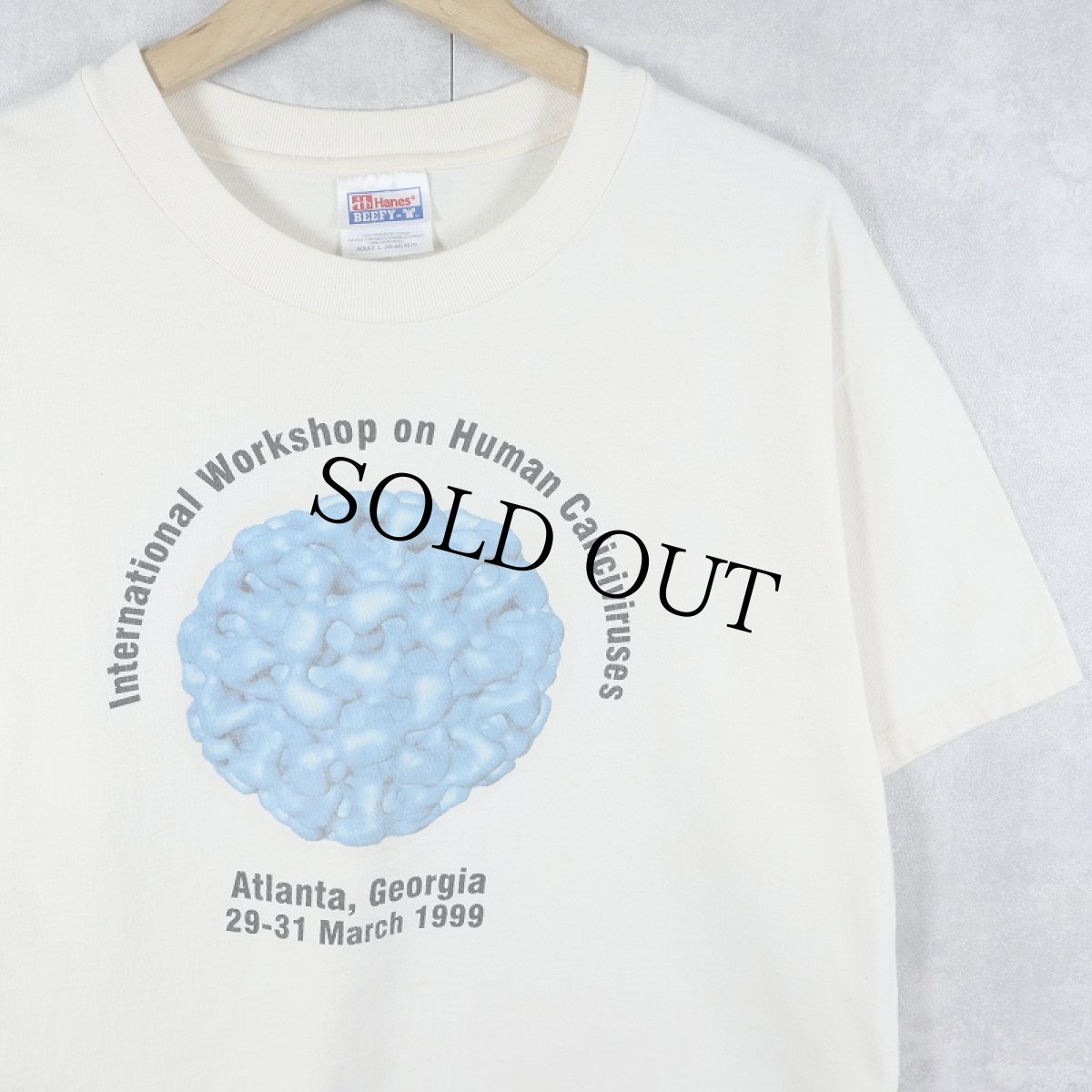 画像1: 90's "International Workshop on Human Caliciviruses" 学術会議プリントTシャツ L (1)