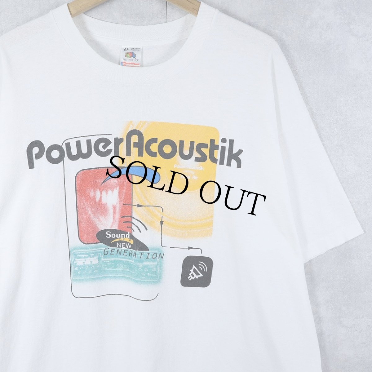 画像1: 90's Power Acoustik USA製 カーオーディオ機器メーカー プリントTシャツ XL (1)