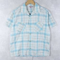 画像1: 50's WASHINGTON DEE CEE チェック柄 コットンオープンカラーシャツ M (1)