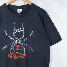 画像1: 80〜90's Peavey USA製 "Black Widow Transducers" 音響機器メーカー プリントTシャツ BLACK L (1)