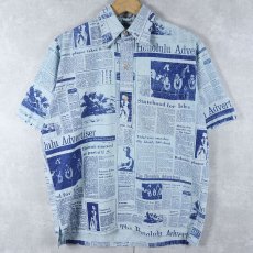 画像1: 70's〜 Action sportswear ニュースペーパー柄 プルオーバーシャツ  (1)