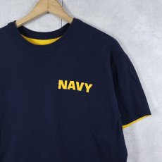 画像1: 90's M.J. SOFFE "NAVY" ダブルフェイス リバーシブルTシャツ NAVY (1)