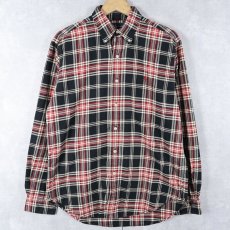 画像1: Ralph Lauren "CLASSIC FIT" チェック柄 ロゴ刺繍 コットンボタンダウンシャツ M (1)