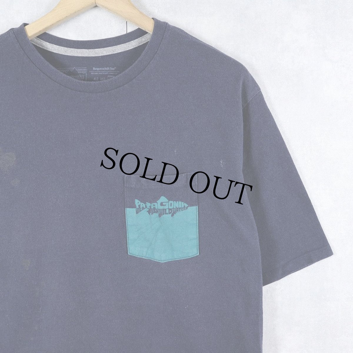 画像2: Patagonia "Wild Fish Wild Waters" プリントポケットTシャツ NAVY M (2)