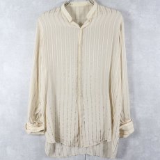 画像1: 30〜40's ストライプ柄 ダブルカフス×デタッチャブルカラー シルクドレスシャツ (1)