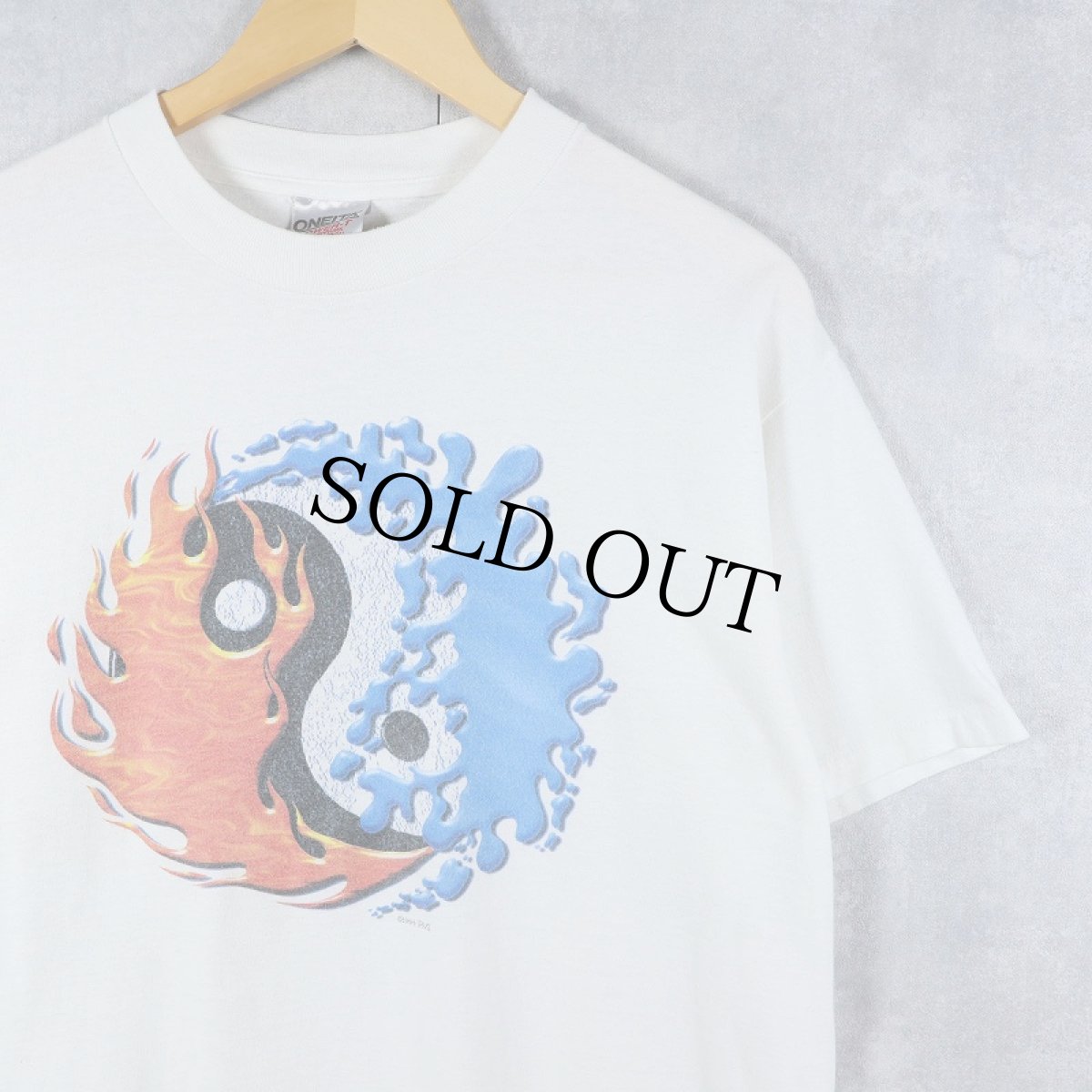 画像1: 90's 陰陽プリントTシャツ L (1)