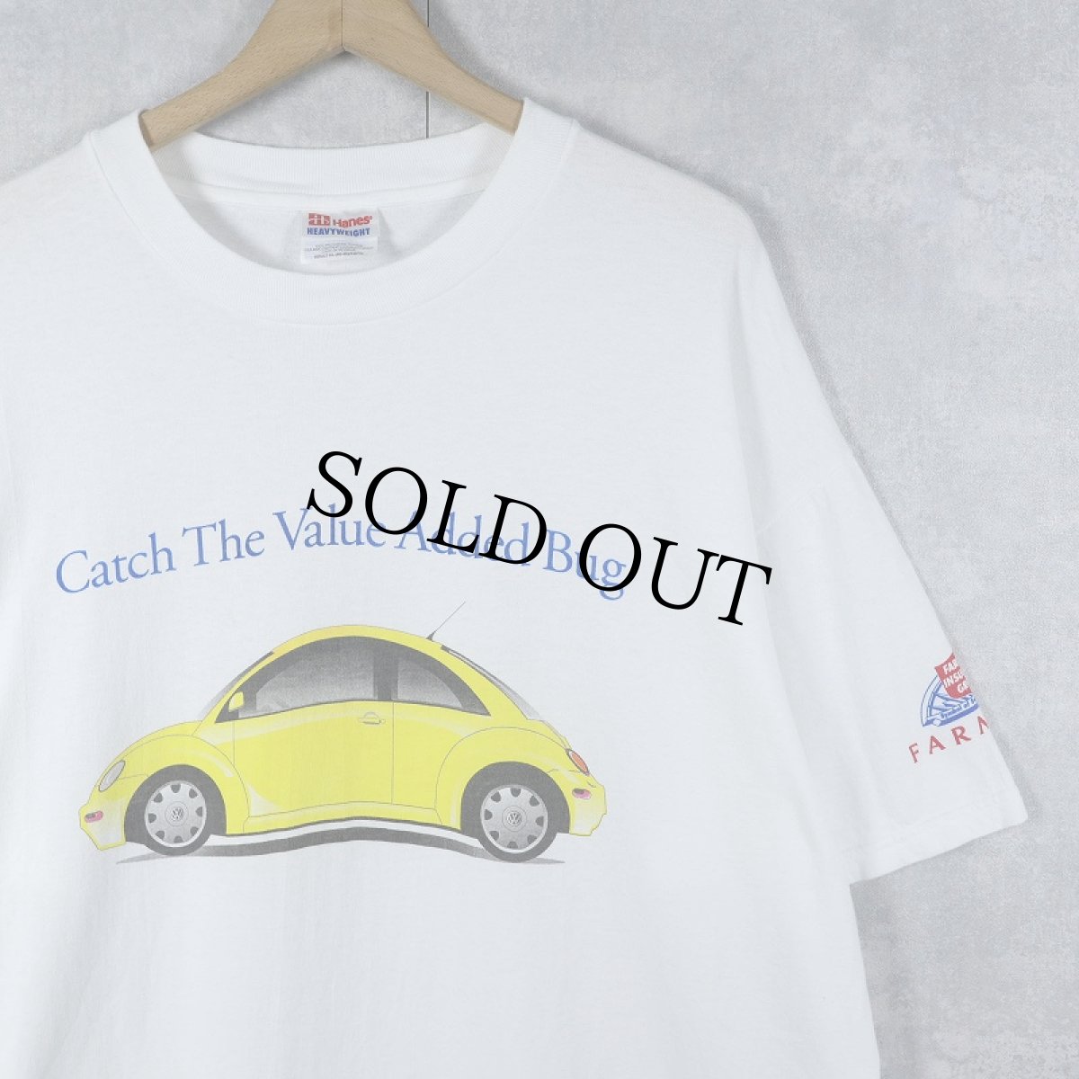 画像1: Farmers Insurance Group "Volkswagen Beetle" 車プリントTシャツ XL (1)