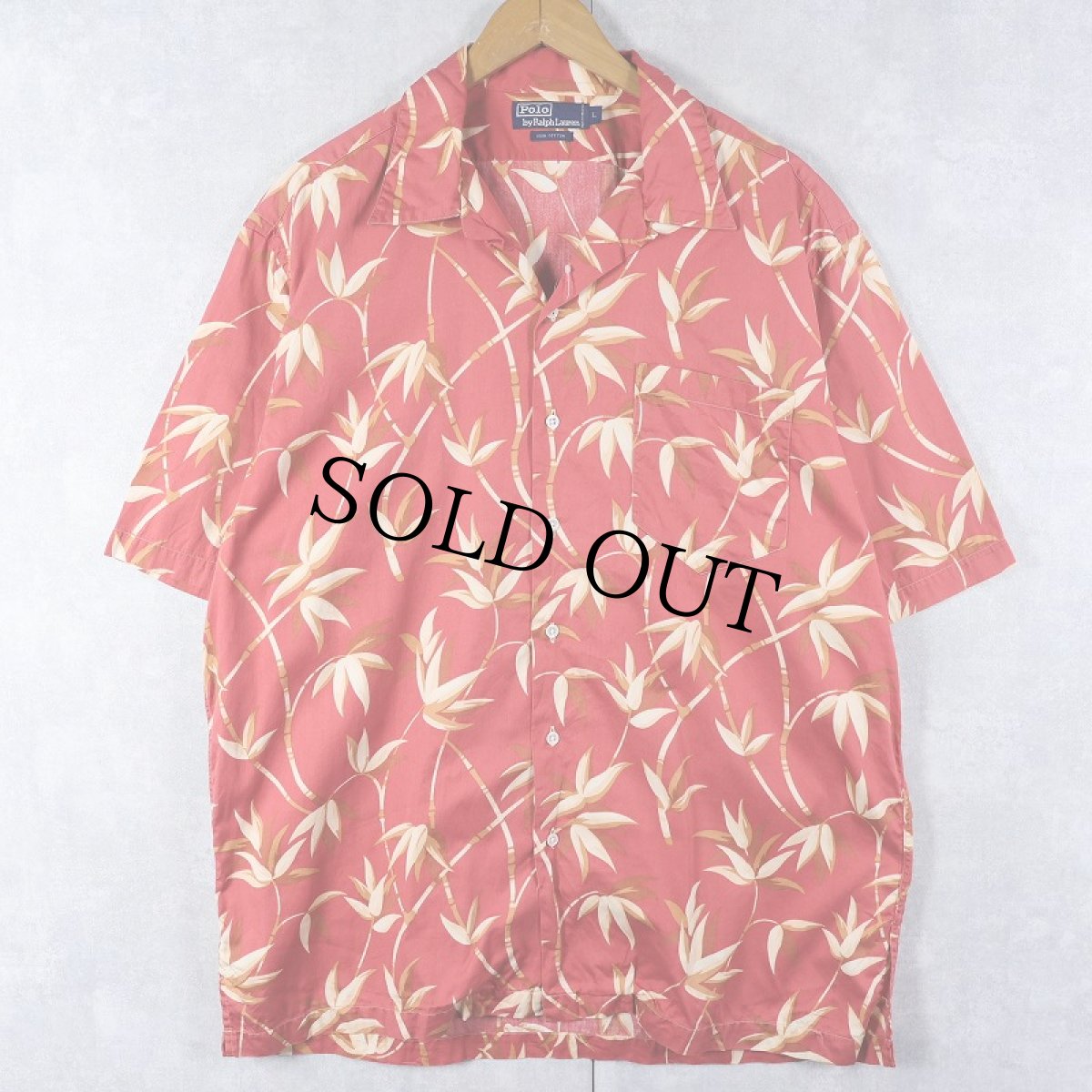 画像1: 90's〜 POLO Ralph Lauren バンブー柄 コットンハワイアンシャツ L (1)