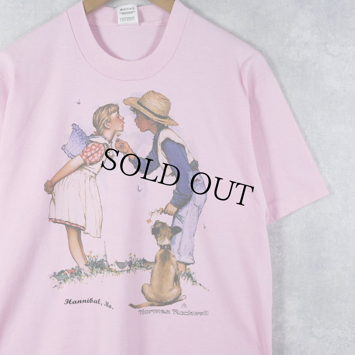 画像1: 90's Norman Rockwell USA製 "Beguiling Buttercup" アートプリントTシャツ L (1)