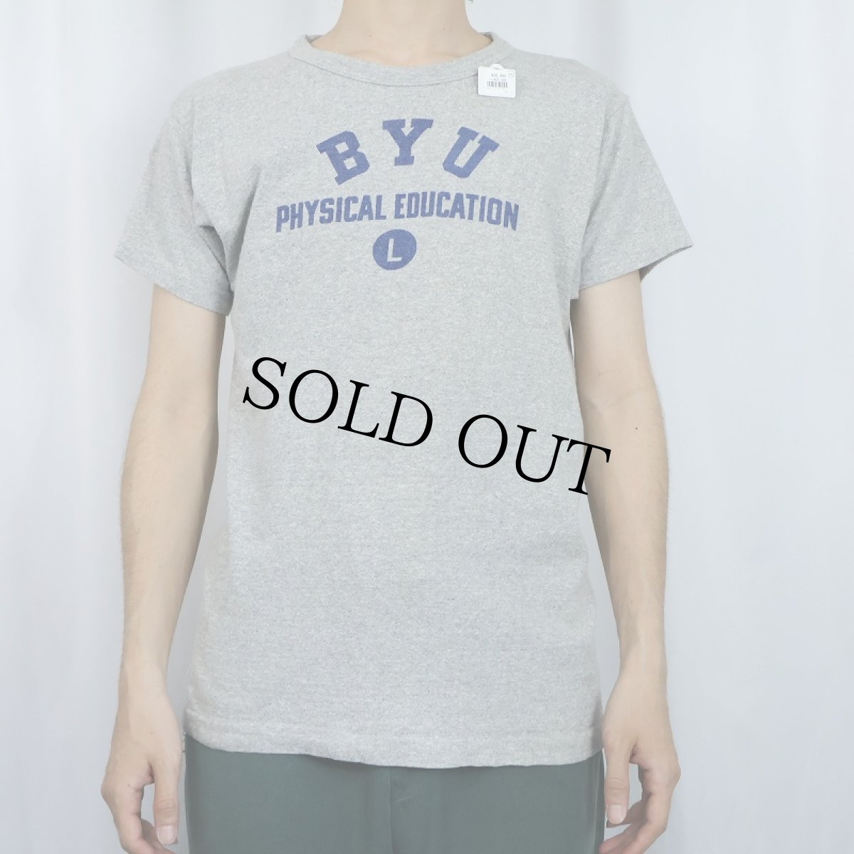 画像2: 60's Champion C中ランタグ "BYU" 染み込みプリントTシャツ SIZE42 (2)