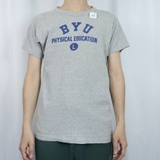 画像2: 60's Champion C中ランタグ "BYU" 染み込みプリントTシャツ SIZE42 (2)