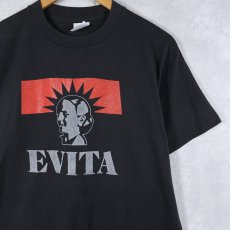 画像1: 80's EVITA USA製 ラメプリント ミュージカルTシャツ BLACK L (1)