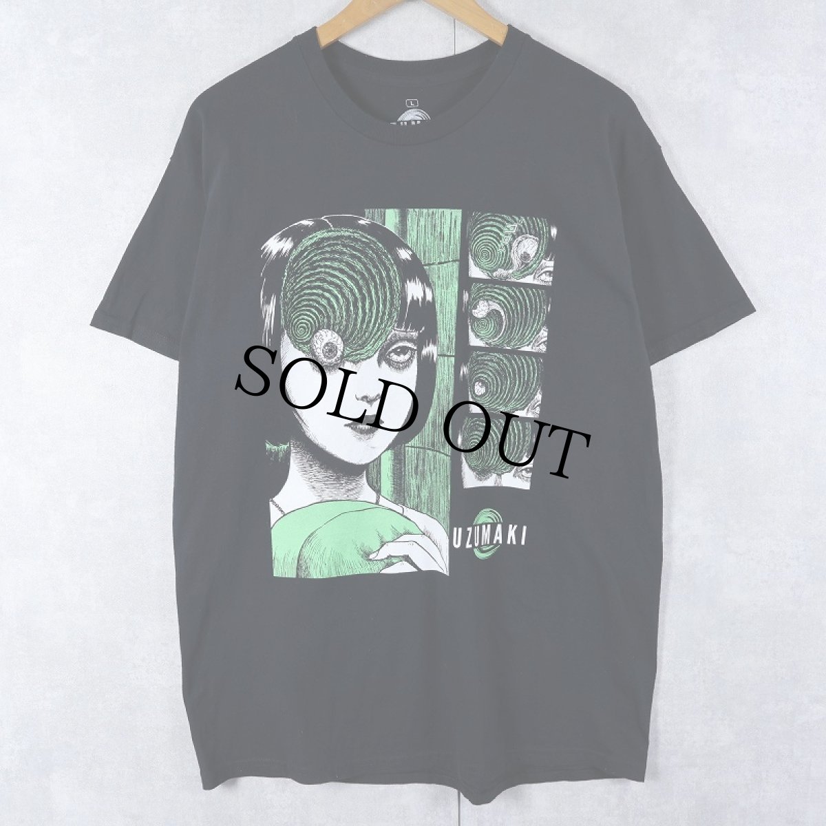 画像1: 伊藤潤二 "うずまき" ホラー漫画プリントTシャツ BLACK L (1)