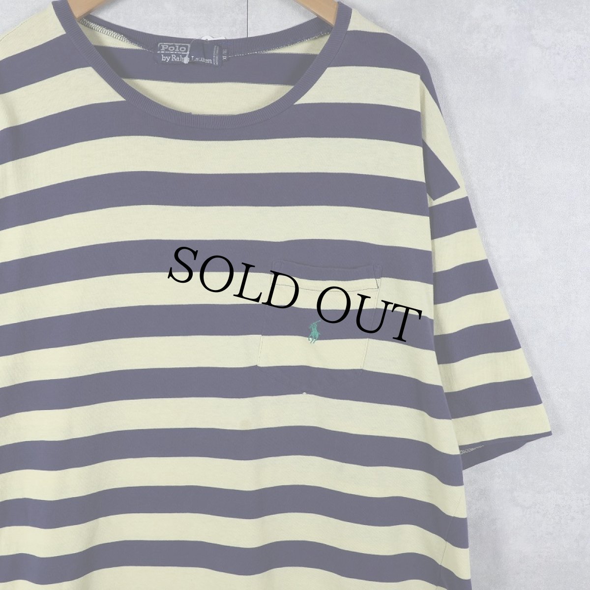 画像1: POLO Ralph Lauren ロゴ刺繍 ボーダー柄 ポケットTシャツ XL (1)