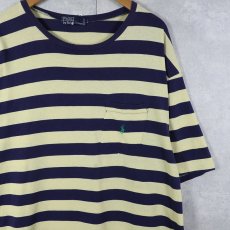 画像1: POLO Ralph Lauren ロゴ刺繍 ボーダー柄 ポケットTシャツ XL (1)