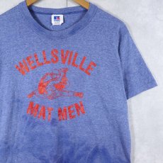 画像1: 80's RUSSELL ATHLETIC USA製 "WELLSVILLE MAT MEN" プリントTシャツ M (1)