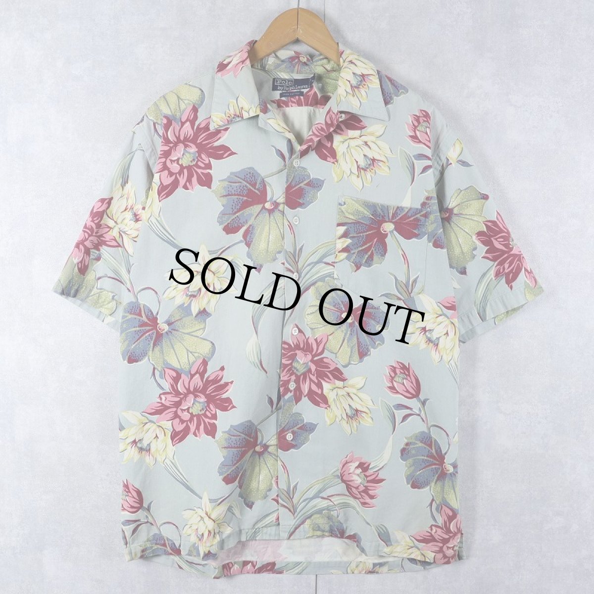 画像1: POLO Ralph Lauren 花柄 コットンオープンカラーシャツ M (1)