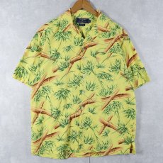 画像1: 90's POLO SPORT Ralph Lauren バンブー柄 "Hualalai" 袖刺繍 コットンオープンカラーシャツ M (1)