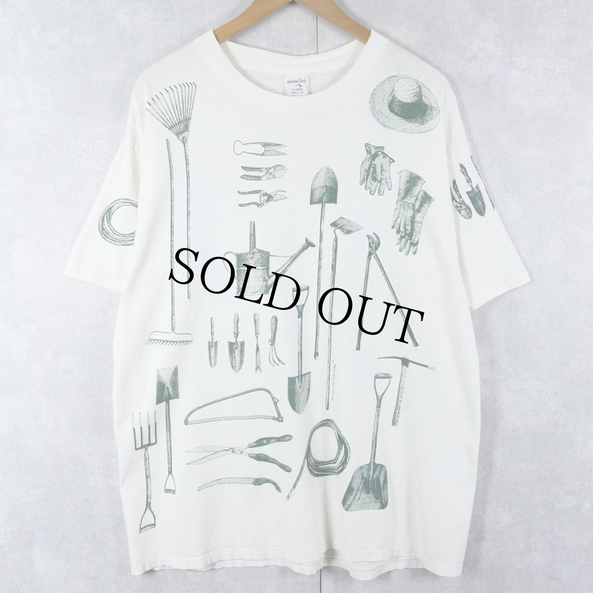 画像1: 90's Painted Lady USA製 農具プリントTシャツ XL (1)