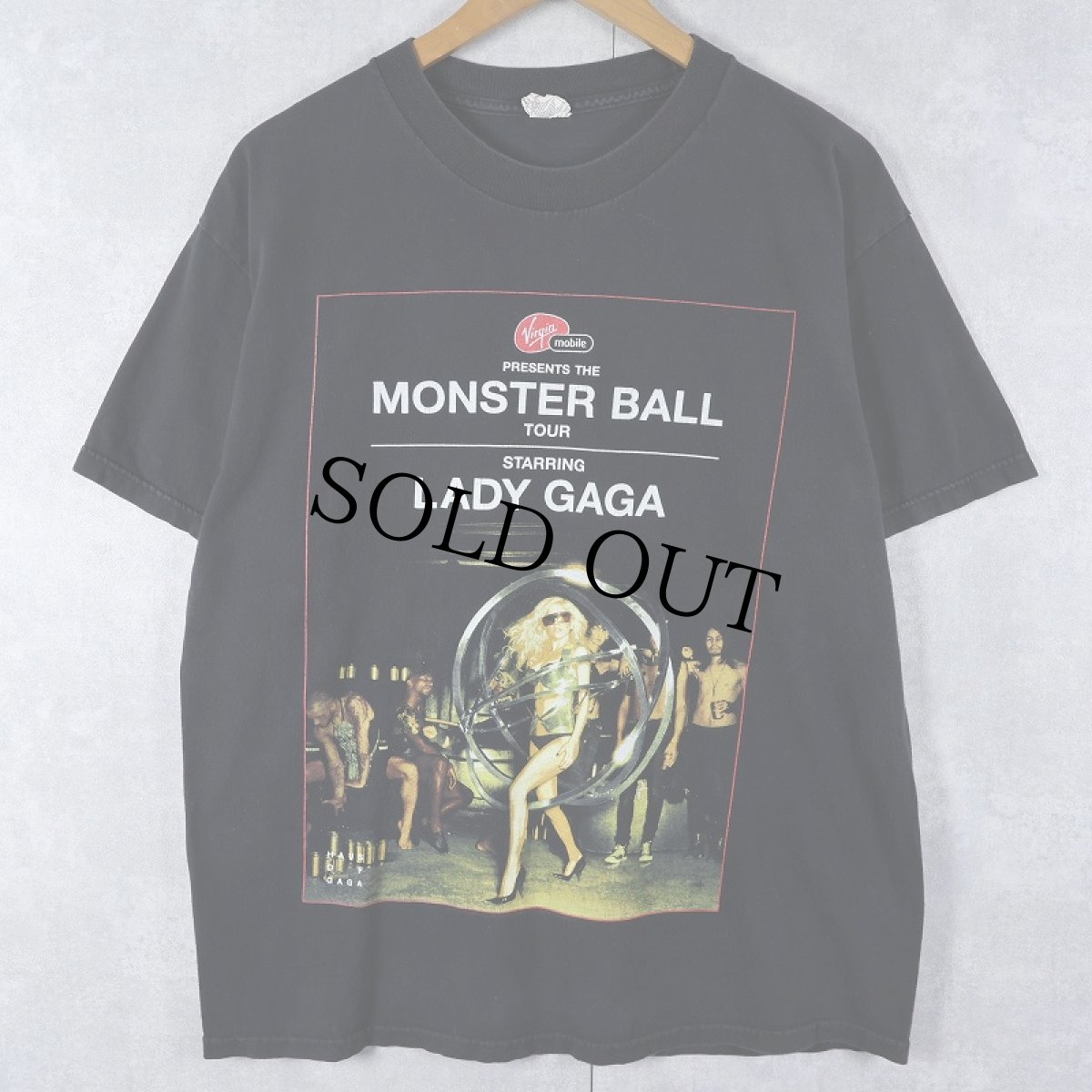 画像1: 2009 LADY GAGA "MONSTER BALL TOUR" ミュージシャンツアープリントTシャツ BLACK L (1)