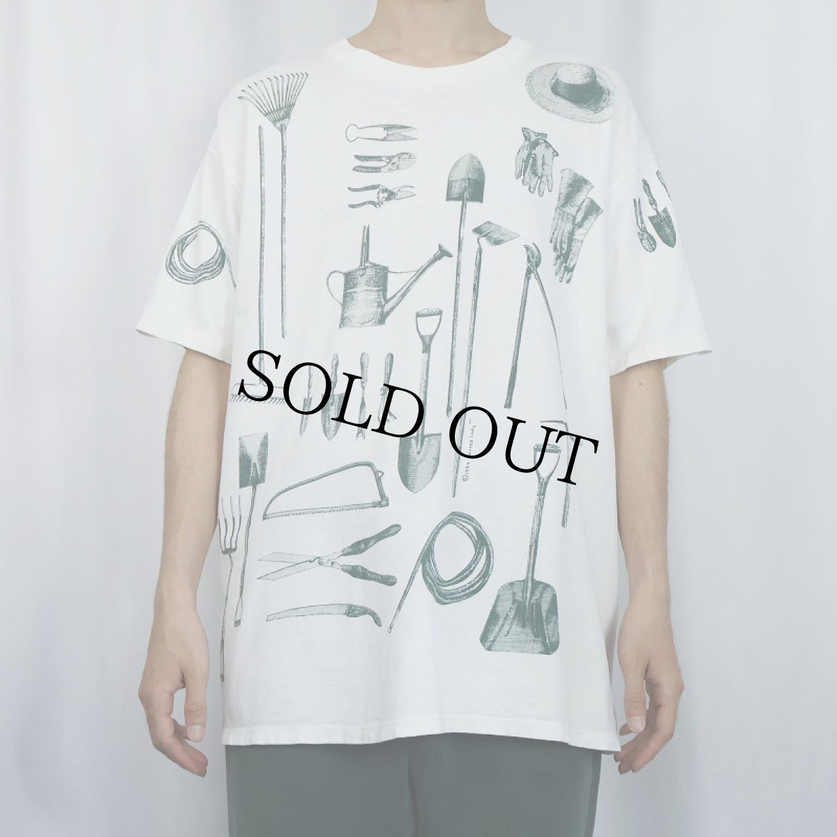 画像2: 90's Painted Lady USA製 農具プリントTシャツ XL (2)