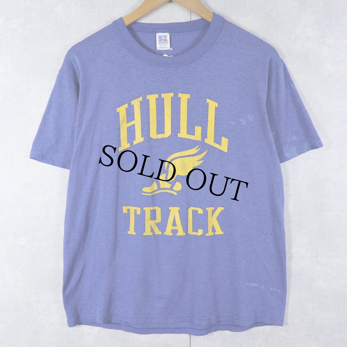 画像1: 80's RUSSELL ATHLETIC USA製 "HULL TRACK" ウイングフット プリントTシャツ M (1)