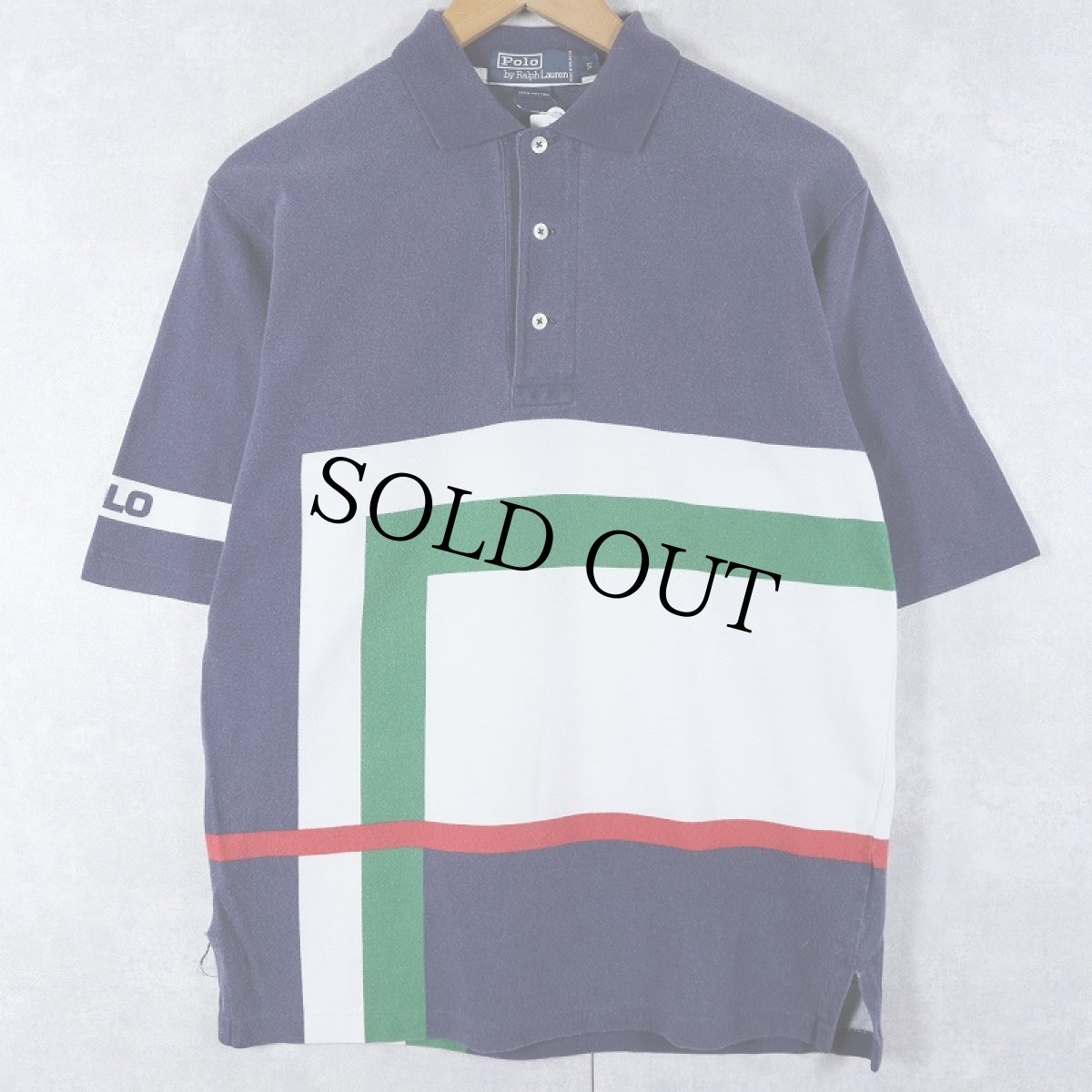 画像1: POLO Ralph Lauren 切り替えデザイン ポロシャツ NAVY S (1)