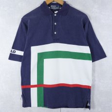 画像1: POLO Ralph Lauren 切り替えデザイン ポロシャツ NAVY S (1)