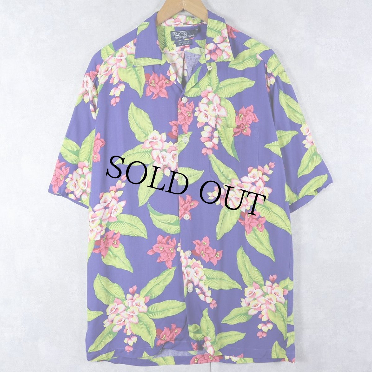 画像1: POLO Ralph Lauren "CALDWELL" 花柄 レーヨンオープンカラーシャツ S (1)