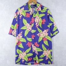 画像1: POLO Ralph Lauren "CALDWELL" 花柄 レーヨンオープンカラーシャツ S (1)