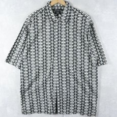 画像1: no boundaries 総柄コットンシャツ L (1)