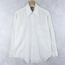 画像1: 60〜70's FRUIT OF THE LOOM "GOLDEN HARVEST" トランプ柄 ポリエステル×コットンシャツ SIZE15 1/2 (1)