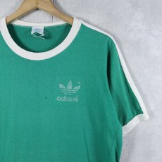 画像1: 80's adidas ロゴプリント リンガーTシャツ XL (1)
