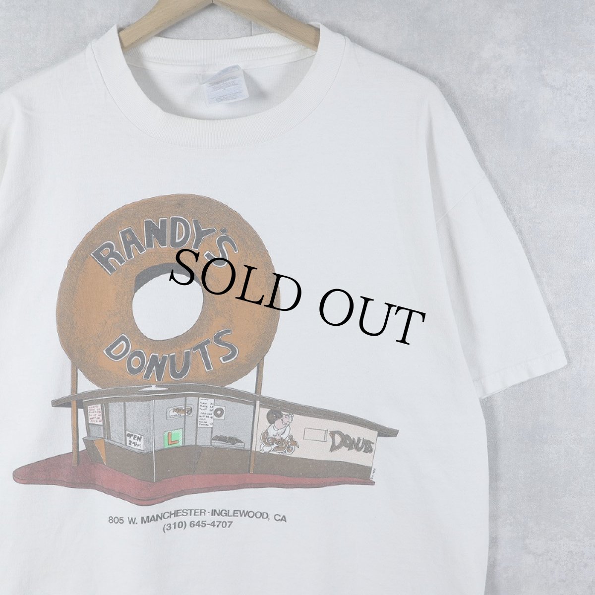 画像1: Randy's Donuts ドーナツショップ プリントTシャツ L (1)