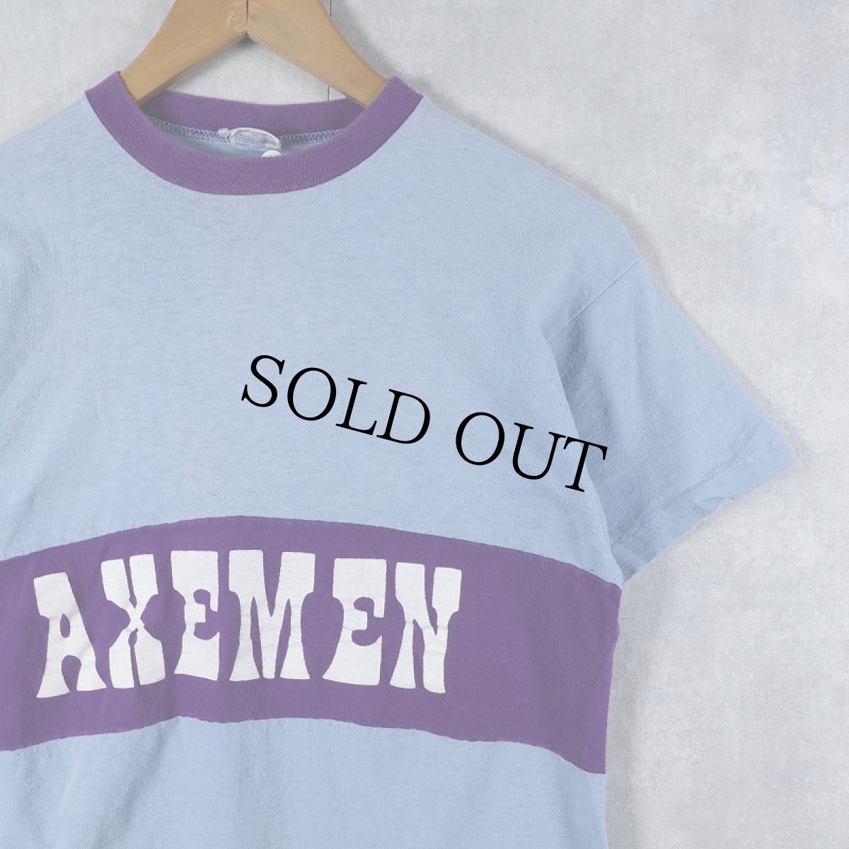画像1: 70's Champion バータグ USA製 "AXEMEN" プリントTシャツ L (1)