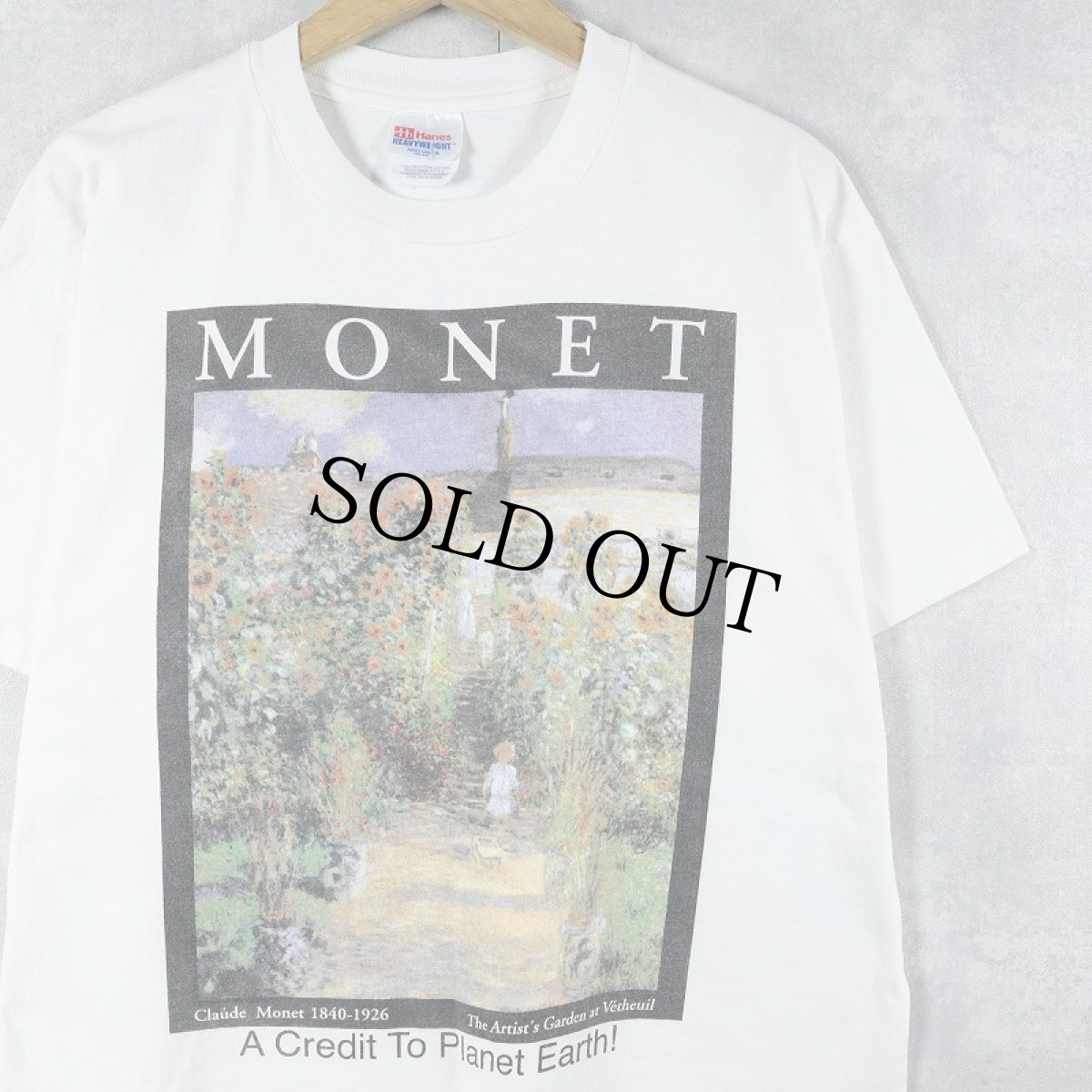 画像1: 90's Claude Monet USA製 "The Artist's Garden at Vetheuil" アートプリントTシャツ L (1)