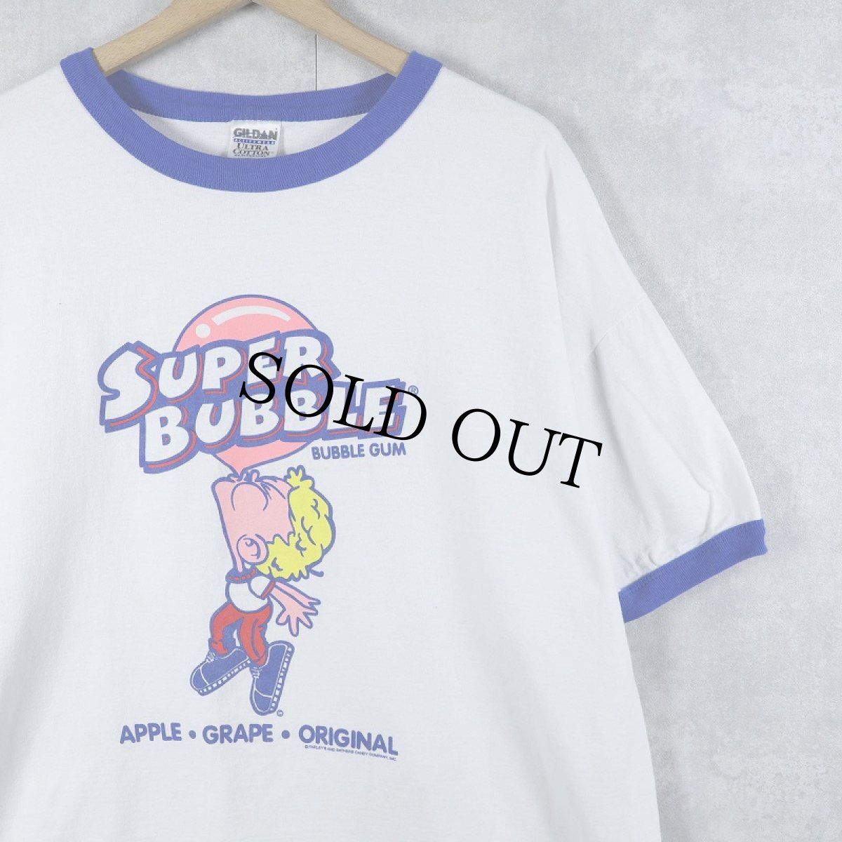 画像1: Super Bubble Gum お菓子プリント リンガーTシャツ XL (1)