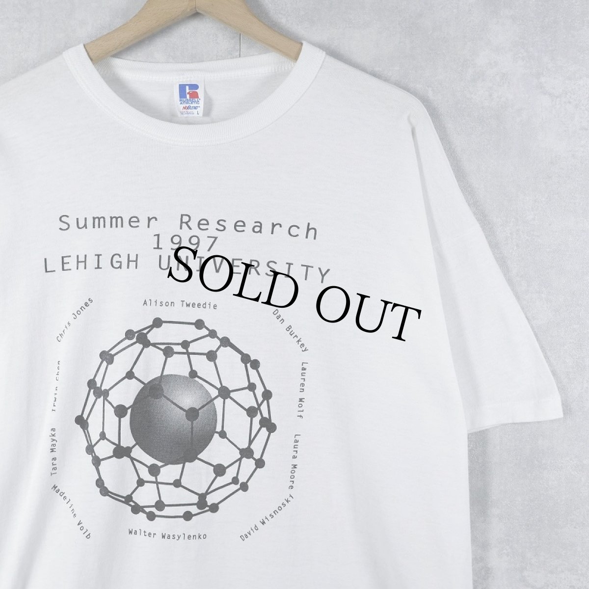 画像1: 90's USA製 "LEHIGH UNIVERSITY" 化学プリントTシャツ L (1)