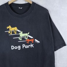 画像1: Grimm "Dog Park" シュールイラストプリントTシャツ BLACK (1)