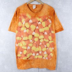 画像1: 2000's "CANDY CORN" タイダイ お菓子プリントTシャツ L (1)