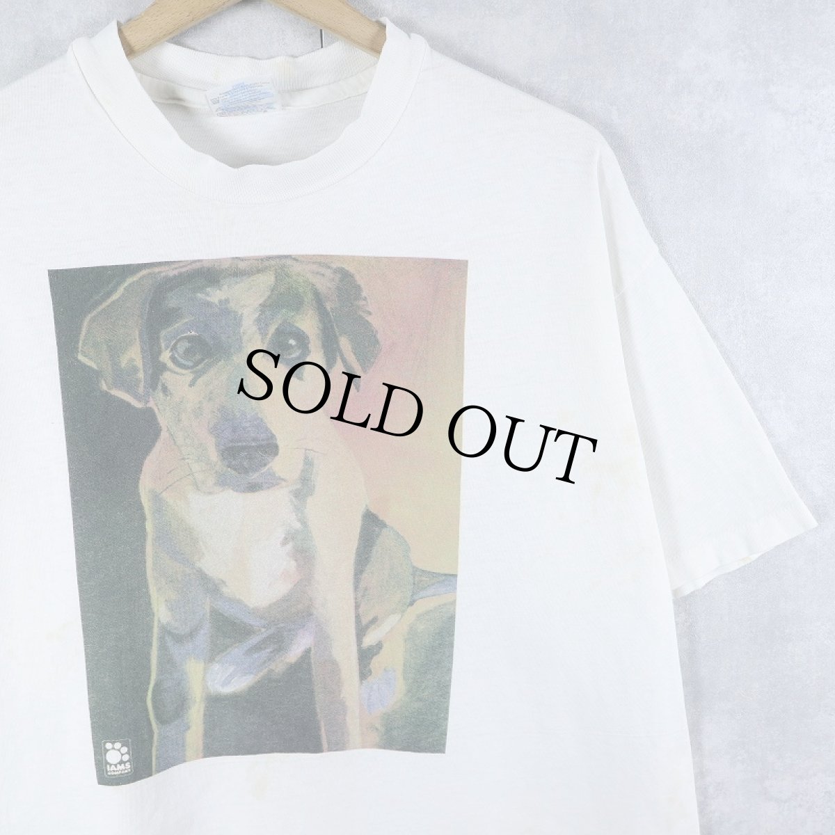 画像1: 90's IAMS COMPANY USA製 犬イラストプリントTシャツ L (1)