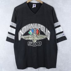 画像1: 80's LOGO 7 INC. USA製 "INDIANAPOLIS" フットボールTシャツ BLACK L (1)