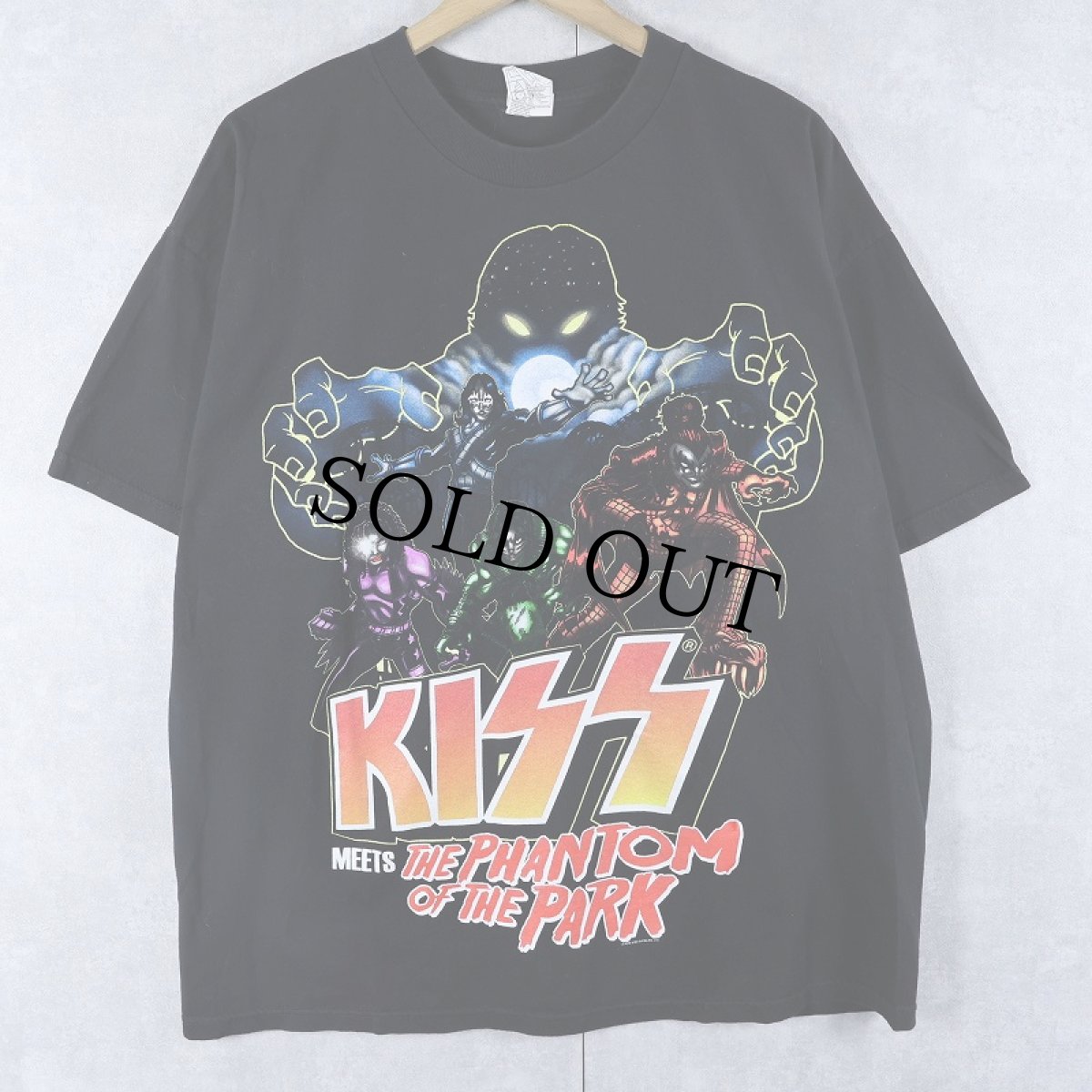 画像1: 2000's KISS "MEETS THE PHANTOM OF THE PARK" ヘヴィメタルバンド TV番組 プリントTシャツ BLACK XL (1)