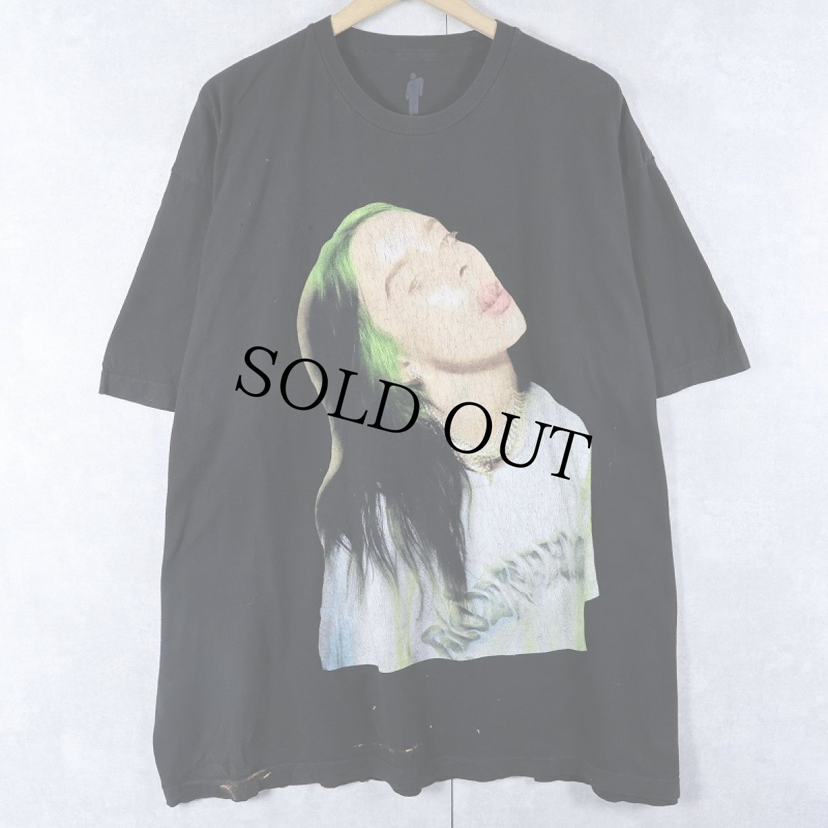 画像1: Billie Eilish ミュージシャンフォトプリントTシャツ BLACK XXL (1)