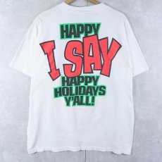 画像2: 90's Foghorn Leghorn USA製 "HAPPY I SAY HAPPY HOLIDAYS Y'ALL!" キャラクタープリントTシャツ (2)