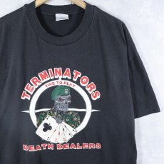 画像1: 90's "TERMINATORS time to play death dealers" イラストプリントTシャツ BLACK XL (1)