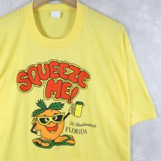 画像1: 70's "SQUEEZE ME" オレンジイラストプリントTシャツ XL  (1)