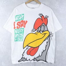 画像1: 90's Foghorn Leghorn USA製 "HAPPY I SAY HAPPY HOLIDAYS Y'ALL!" キャラクタープリントTシャツ (1)