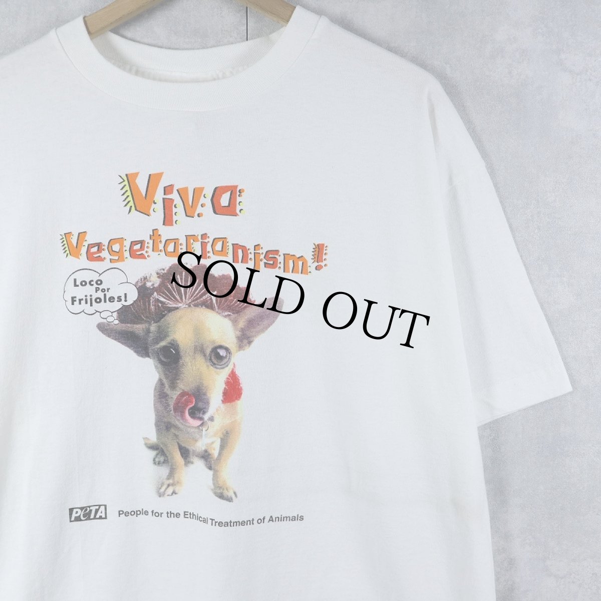 画像1: 90's〜 PETA USA製 "Viva Vegetarianism!" 動物愛護団体 プリントTシャツ XL (1)