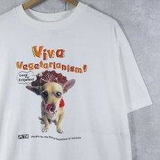 画像1: 90's〜 PETA USA製 "Viva Vegetarianism!" 動物愛護団体 プリントTシャツ XL (1)